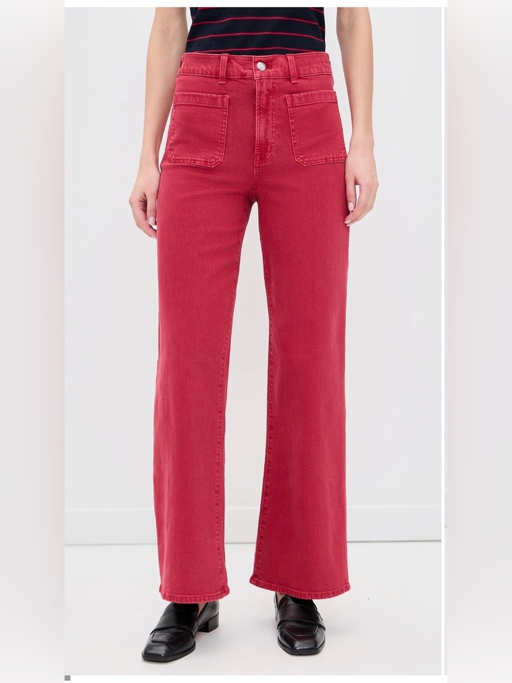 Madewell Red High-Rise Wide-Leg Jeans